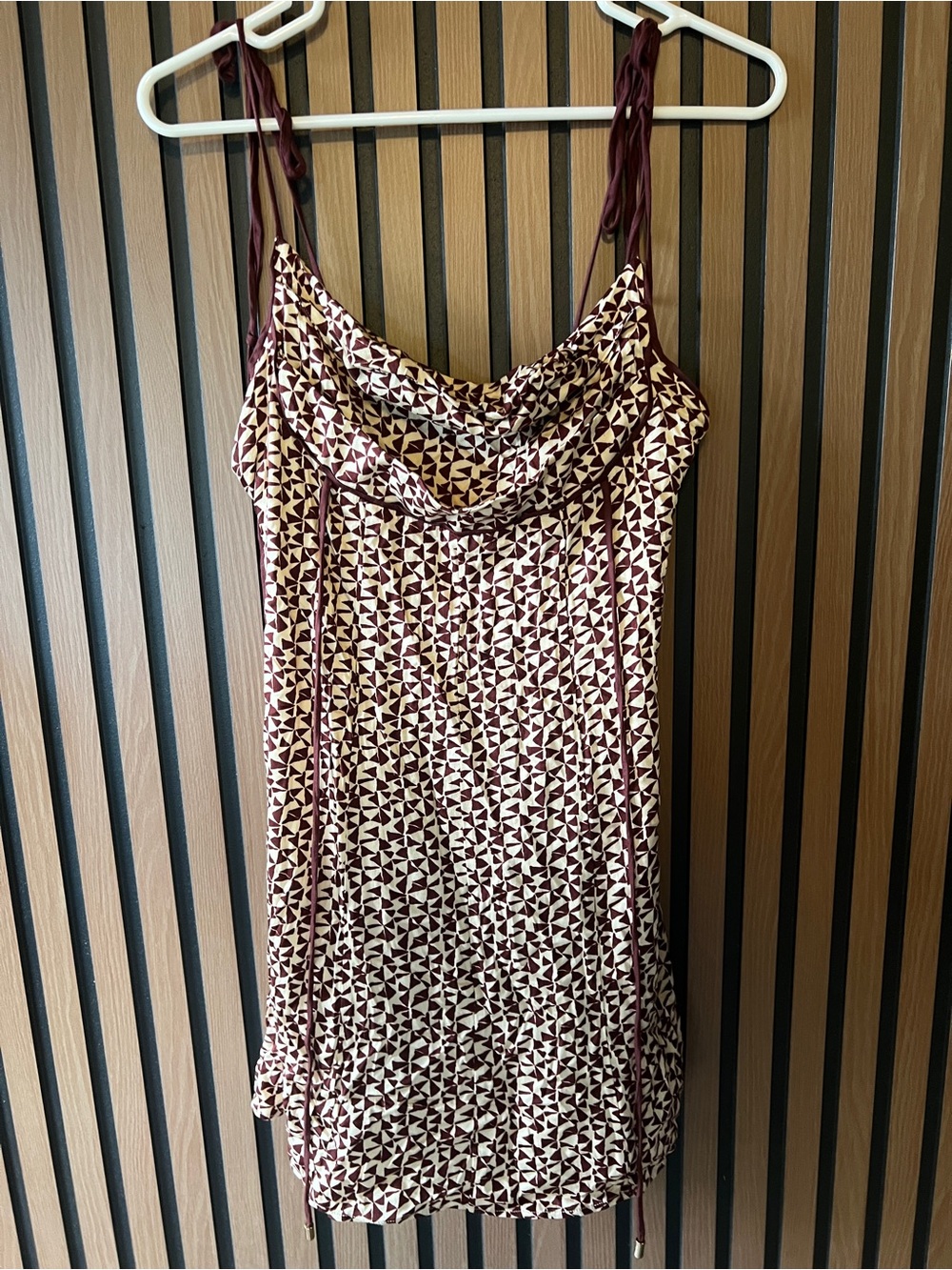 Free People Burgundy and Cream Cowl Neck Slip Dress